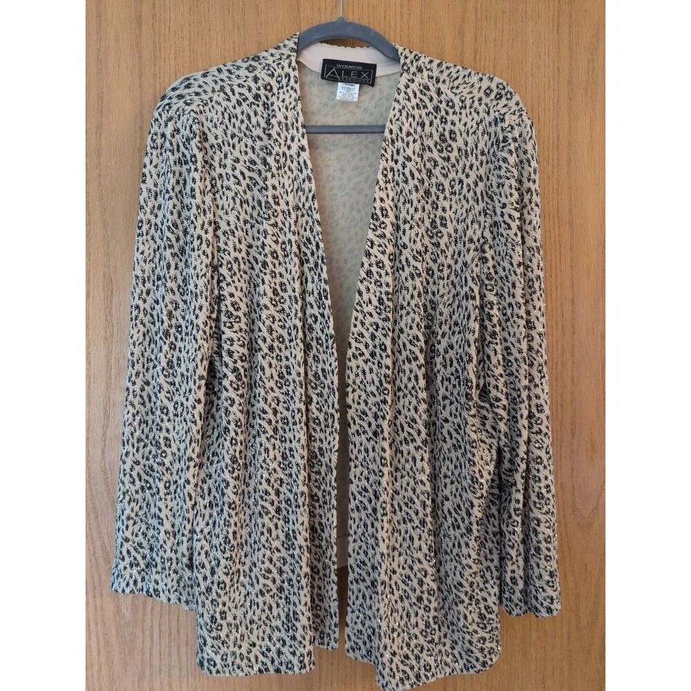 Alex Evenings Open Front Evening Jacket Cardigan Sparkle Leopard Print Plus 20W